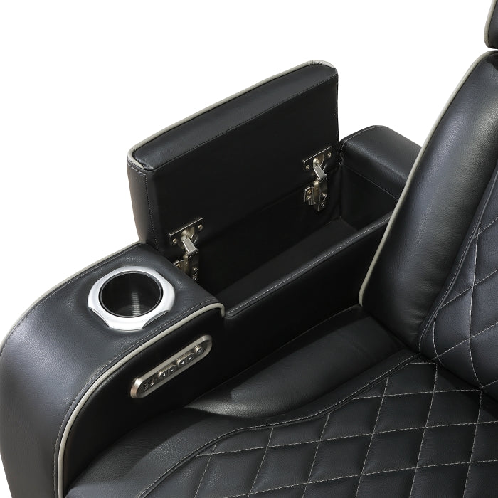 Fairway Collection 3-Piece Power Reclining Sectional with Consoles, Power Headrests, Storage Arms(Top and Side), Cup holders, Charging Ports, Wireless speakers and LED lighting