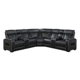 Fairway Collection 3-Piece Power Reclining Sectional with Consoles, Power Headrests, Storage Arms(Top and Side), Cup holders, Charging Ports, Wireless speakers and LED lighting