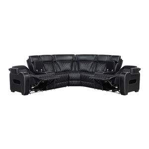 Fairway Collection 3-Piece Power Reclining Sectional with Consoles, Power Headrests, Storage Arms(Top and Side), Cup holders, Charging Ports, Wireless speakers and LED lighting