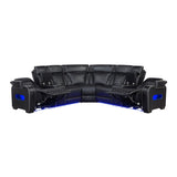 Fairway Collection 3-Piece Power Reclining Sectional with Consoles, Power Headrests, Storage Arms(Top and Side), Cup holders, Charging Ports, Wireless speakers and LED lighting