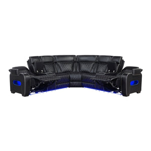 Fairway Collection 3-Piece Power Reclining Sectional with Consoles, Power Headrests, Storage Arms(Top and Side), Cup holders, Charging Ports, Wireless speakers and LED lighting