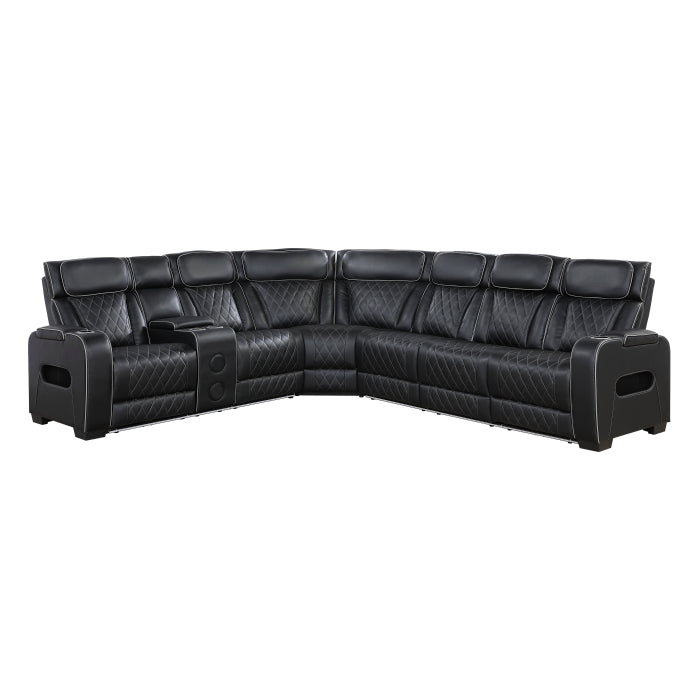 Fairway Collection 3-Piece Power Reclining Sectional with Left Side Console, Drop-Down Cup Holders, Power Headrests, Storage Arms(Top and Side), Cup holders, Reading Lights, Charging Ports, Wireless speakers, Two Wireless Chargers, and LED lighting