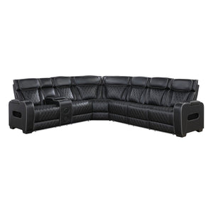 Fairway Collection 3-Piece Power Reclining Sectional with Left Side Console, Drop-Down Cup Holders, Power Headrests, Storage Arms(Top and Side), Cup holders, Reading Lights, Charging Ports, Wireless speakers, Two Wireless Chargers, and LED lighting