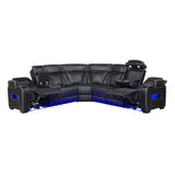 Fairway Collection 3-Piece Power Reclining Sectional with Left Side Console, Drop-Down Cup Holders, Power Headrests, Storage Arms(Top and Side), Cup holders, Reading Lights, Charging Ports, Wireless speakers, Two Wireless Chargers, and LED lighting