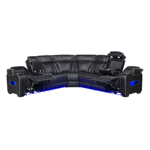 Fairway Collection 3-Piece Power Reclining Sectional with Left Side Console, Drop-Down Cup Holders, Power Headrests, Storage Arms(Top and Side), Cup holders, Reading Lights, Charging Ports, Wireless speakers, Two Wireless Chargers, and LED lighting