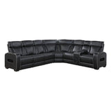 Fairway Collection 3-Piece Power Reclining Sectional with Right Side Console, Drop-Down Cup Holders, Power Headrests, Storage Arms(Top and Side), Cup holders, Reading Lights, Charging Ports, Wireless speakers, Two Wireless Chargers, and LED lighting