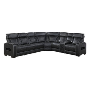 Fairway Collection 3-Piece Power Reclining Sectional with Right Side Console, Drop-Down Cup Holders, Power Headrests, Storage Arms(Top and Side), Cup holders, Reading Lights, Charging Ports, Wireless speakers, Two Wireless Chargers, and LED lighting