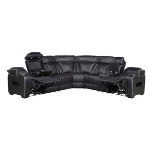 Fairway Collection 3-Piece Power Reclining Sectional with Right Side Console, Drop-Down Cup Holders, Power Headrests, Storage Arms(Top and Side), Cup holders, Reading Lights, Charging Ports, Wireless speakers, Two Wireless Chargers, and LED lighting