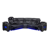 Fairway Collection 3-Piece Power Reclining Sectional with Right Side Console, Drop-Down Cup Holders, Power Headrests, Storage Arms(Top and Side), Cup holders, Reading Lights, Charging Ports, Wireless speakers, Two Wireless Chargers, and LED lighting