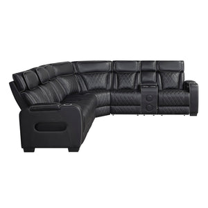 Fairway Collection 3-Piece Power Reclining Sectional with Right Side Console, Drop-Down Cup Holders, Power Headrests, Storage Arms(Top and Side), Cup holders, Reading Lights, Charging Ports, Wireless speakers, Two Wireless Chargers, and LED lighting