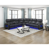 Fairway Collection 3-Piece Power Reclining Sectional with Center Drop-Down Cup Holders, Power Headrests, Storage Arms(Top and Side), Cup holders, Charging Ports, Reading Lights, Wireless Chargers, Charging Ports and LED Lighting