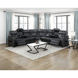 Fairway Collection 3-Piece Power Reclining Sectional with Center Drop-Down Cup Holders, Power Headrests, Storage Arms(Top and Side), Cup holders, Charging Ports, Reading Lights, Wireless Chargers, Charging Ports and LED Lighting
