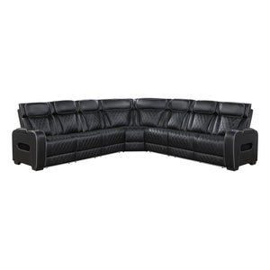 Fairway Collection 3-Piece Power Reclining Sectional with Center Drop-Down Cup Holders, Power Headrests, Storage Arms(Top and Side), Cup holders, Charging Ports, Reading Lights, Wireless Chargers, Charging Ports and LED Lighting