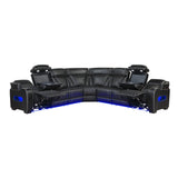 Fairway Collection 3-Piece Power Reclining Sectional with Center Drop-Down Cup Holders, Power Headrests, Storage Arms(Top and Side), Cup holders, Charging Ports, Reading Lights, Wireless Chargers, Charging Ports and LED Lighting