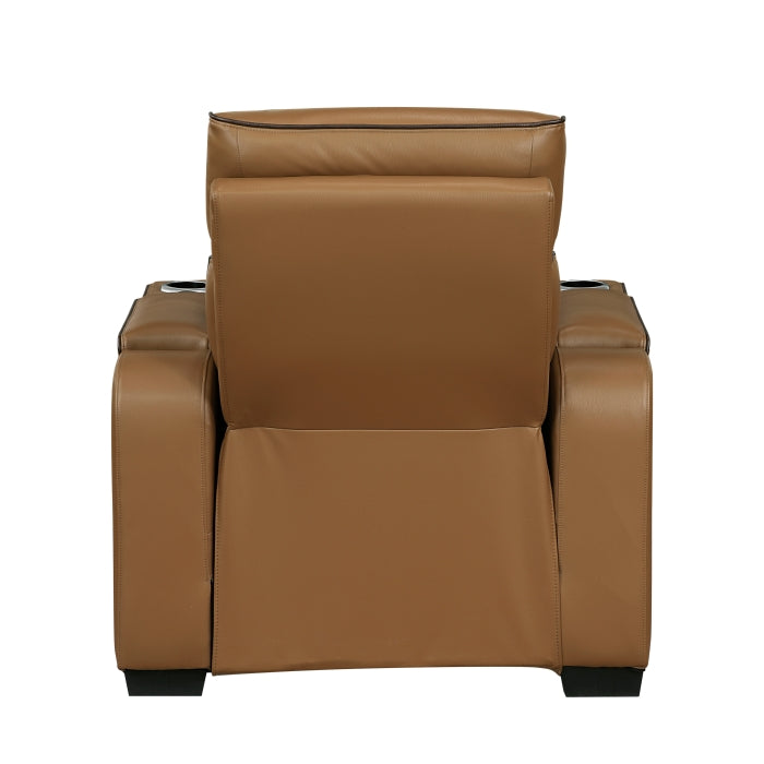 Fairway Collection Power Reclining Chair with Power Headrest, Cup holders and Storage Arms(Top and Side), Charging Ports and LED lighting