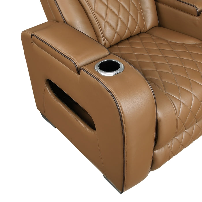 Fairway Collection Power Reclining Chair with Power Headrest, Cup holders and Storage Arms(Top and Side), Charging Ports and LED lighting