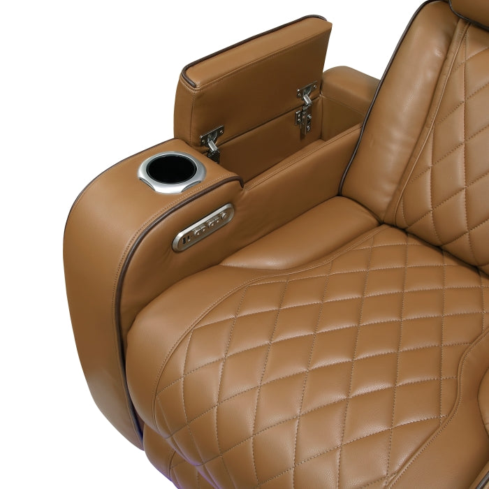 Fairway Collection Power Reclining Chair with Power Headrest, Cup holders and Storage Arms(Top and Side), Charging Ports and LED lighting