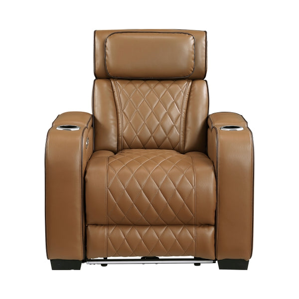Fairway Collection Power Reclining Chair with Power Headrest, Cup holders and Storage Arms(Top and Side), Charging Ports and LED lighting