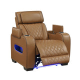Fairway Collection Power Reclining Chair with Power Headrest, Cup holders and Storage Arms(Top and Side), Charging Ports and LED lighting