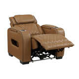 Fairway Collection Power Reclining Chair with Power Headrest, Cup holders and Storage Arms(Top and Side), Charging Ports and LED lighting