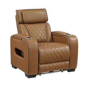 Fairway Collection Power Reclining Chair with Power Headrest, Cup holders and Storage Arms(Top and Side), Charging Ports and LED lighting