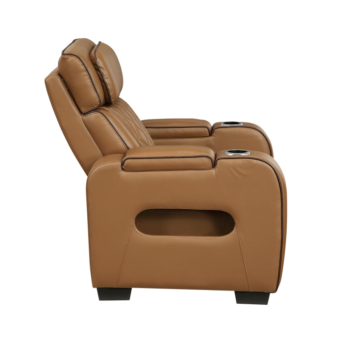 Fairway Collection Power Reclining Chair with Power Headrest, Cup holders and Storage Arms(Top and Side), Charging Ports and LED lighting