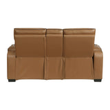 Fairway Collection Power Double Reclining Love Seat with Center Console, Power Headrests, Storage Arms(Top and Side), Cup holders, Charging Ports and LED lighting