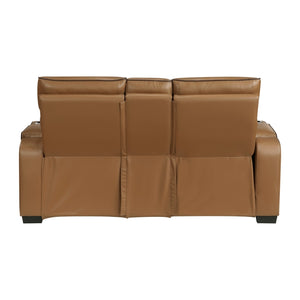 Fairway Collection Power Double Reclining Love Seat with Center Console, Power Headrests, Storage Arms(Top and Side), Cup holders, Charging Ports and LED lighting