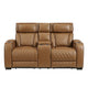 Fairway Collection Power Double Reclining Love Seat with Center Console, Power Headrests, Storage Arms(Top and Side), Cup holders, Charging Ports and LED lighting