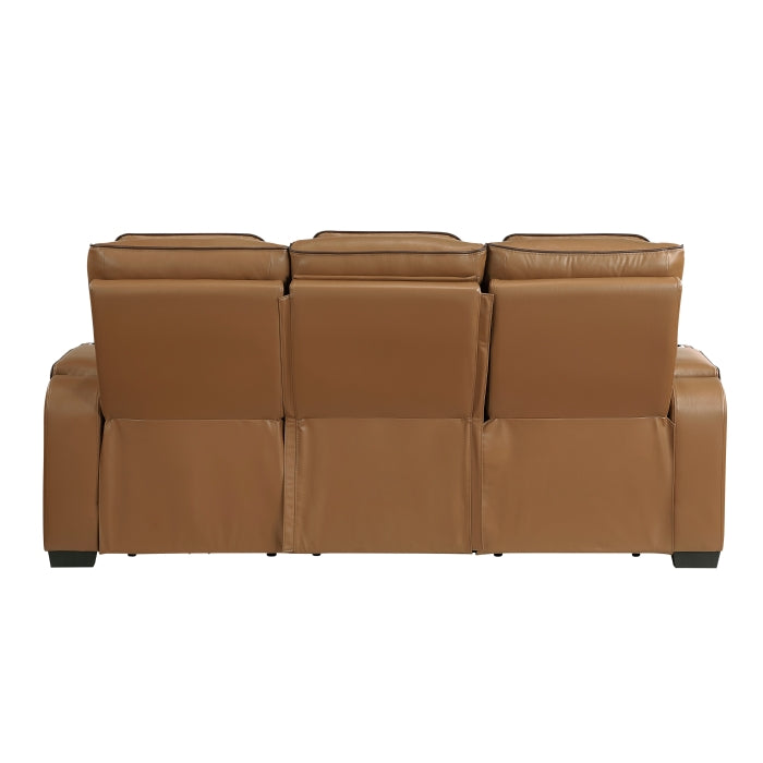 Fairway Collection Power Double Reclining Sofa with Center Drop-Down Cup Holders, Power Headrests, Storage Arms(Top and Side), Cup holders and Reading Lights, Two Wireless Chargers, Charging Ports and LED Lighting
