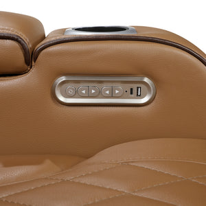 Fairway Collection Power Double Reclining Sofa with Center Drop-Down Cup Holders, Power Headrests, Storage Arms(Top and Side), Cup holders and Reading Lights, Two Wireless Chargers, Charging Ports and LED Lighting