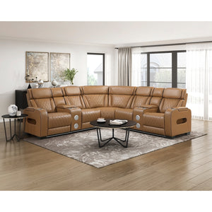 Fairway Collection 3-Piece Power Reclining Sectional with Consoles, Power Headrests, Storage Arms(Top and Side), Cup holders, Charging Ports, Wireless speakers and LED lighting