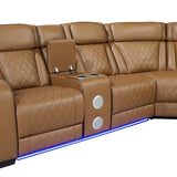 Fairway Collection 3-Piece Power Reclining Sectional with Consoles, Power Headrests, Storage Arms(Top and Side), Cup holders, Charging Ports, Wireless speakers and LED lighting