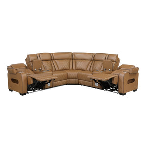 Fairway Collection 3-Piece Power Reclining Sectional with Consoles, Power Headrests, Storage Arms(Top and Side), Cup holders, Charging Ports, Wireless speakers and LED lighting