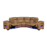 Fairway Collection 3-Piece Power Reclining Sectional with Consoles, Power Headrests, Storage Arms(Top and Side), Cup holders, Charging Ports, Wireless speakers and LED lighting