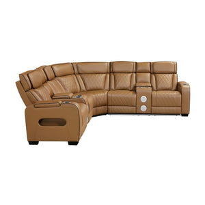 Fairway Collection 3-Piece Power Reclining Sectional with Consoles, Power Headrests, Storage Arms(Top and Side), Cup holders, Charging Ports, Wireless speakers and LED lighting