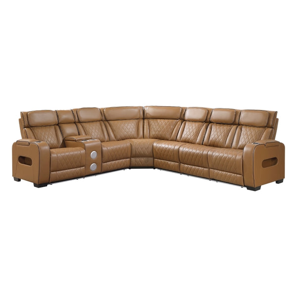Fairway Collection 3-Piece Power Reclining Sectional with Left Side Console, Drop-Down Cup Holders, Power Headrests, Storage Arms(Top and Side), Cup holders, Reading Lights, Charging Ports, Wireless speakers, Two Wireless Chargers, and LED lighting