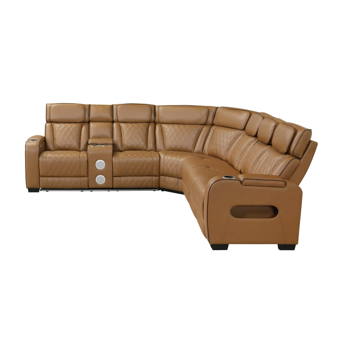 Fairway Collection 3-Piece Power Reclining Sectional with Left Side Console, Drop-Down Cup Holders, Power Headrests, Storage Arms(Top and Side), Cup holders, Reading Lights, Charging Ports, Wireless speakers, Two Wireless Chargers, and LED lighting