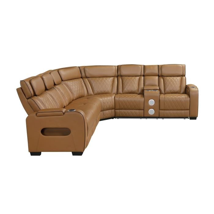 Fairway Collection 3-Piece Power Reclining Sectional with Right Side Console, Drop-Down Cup Holders, Power Headrests, Storage Arms(Top and Side), Cup holders, Reading Lights, Charging Ports, Wireless speakers, Two Wireless Chargers, and LED lighting
