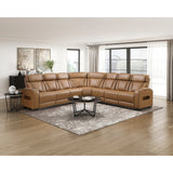 Fairway Collection 3-Piece Power Reclining Sectional with Center Drop-Down Cup Holders, Power Headrests, Storage Arms(Top and Side), Cup holders, Charging Ports, Reading Lights, Wireless Chargers, Charging Ports and LED Lighting