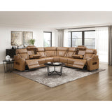 Fairway Collection 3-Piece Power Reclining Sectional with Center Drop-Down Cup Holders, Power Headrests, Storage Arms(Top and Side), Cup holders, Charging Ports, Reading Lights, Wireless Chargers, Charging Ports and LED Lighting