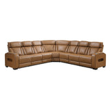 Fairway Collection 3-Piece Power Reclining Sectional with Center Drop-Down Cup Holders, Power Headrests, Storage Arms(Top and Side), Cup holders, Charging Ports, Reading Lights, Wireless Chargers, Charging Ports and LED Lighting