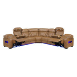 Fairway Collection 3-Piece Power Reclining Sectional with Center Drop-Down Cup Holders, Power Headrests, Storage Arms(Top and Side), Cup holders, Charging Ports, Reading Lights, Wireless Chargers, Charging Ports and LED Lighting