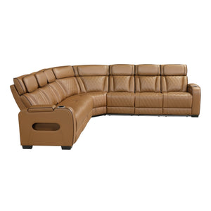 Fairway Collection 3-Piece Power Reclining Sectional with Center Drop-Down Cup Holders, Power Headrests, Storage Arms(Top and Side), Cup holders, Charging Ports, Reading Lights, Wireless Chargers, Charging Ports and LED Lighting