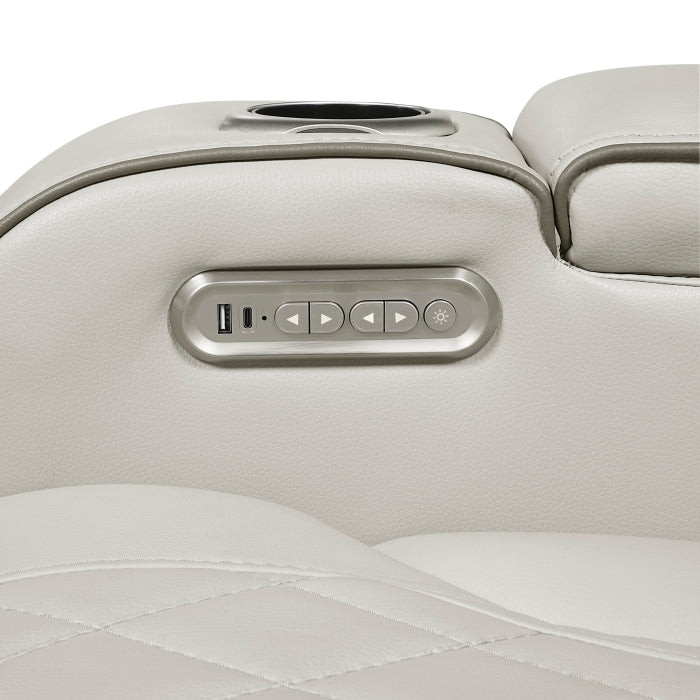 Fairway Collection Power Reclining Chair with Power Headrest, Cup holders and Storage Arms(Top and Side), Charging Ports and LED lighting