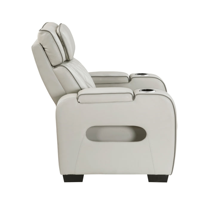 Fairway Collection Power Reclining Chair with Power Headrest, Cup holders and Storage Arms(Top and Side), Charging Ports and LED lighting