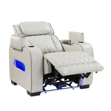 Fairway Collection Power Reclining Chair with Power Headrest, Cup holders and Storage Arms(Top and Side), Charging Ports and LED lighting