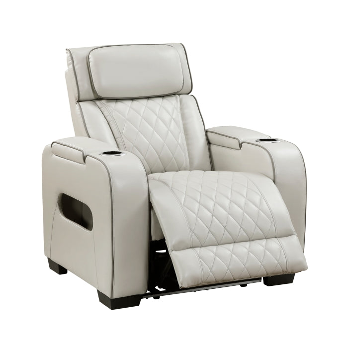 Fairway Collection Power Reclining Chair with Power Headrest, Cup holders and Storage Arms(Top and Side), Charging Ports and LED lighting