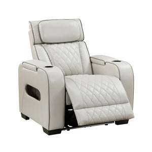 Fairway Collection Power Reclining Chair with Power Headrest, Cup holders and Storage Arms(Top and Side), Charging Ports and LED lighting