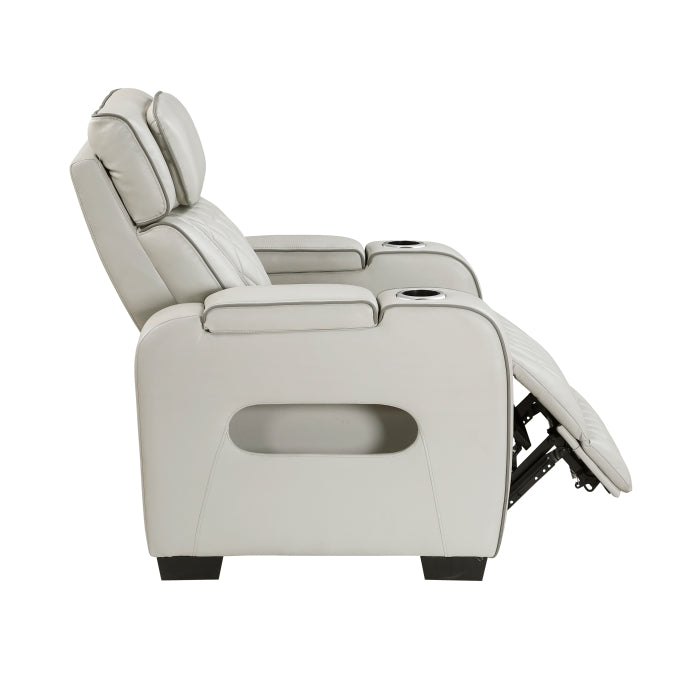 Fairway Collection Power Reclining Chair with Power Headrest, Cup holders and Storage Arms(Top and Side), Charging Ports and LED lighting